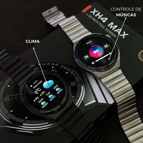 XH4 Max | Smartwatch Executivo com 3 pulseiras